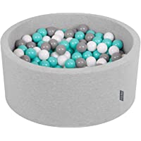 Los mejores  - KiddyMoon 90X40cm-200 Bolas ∅ 7Cm Piscina De Bolas para Ninos Hecha En La UE- Gris Clr:Blanco-Gris-Turquesa Clr